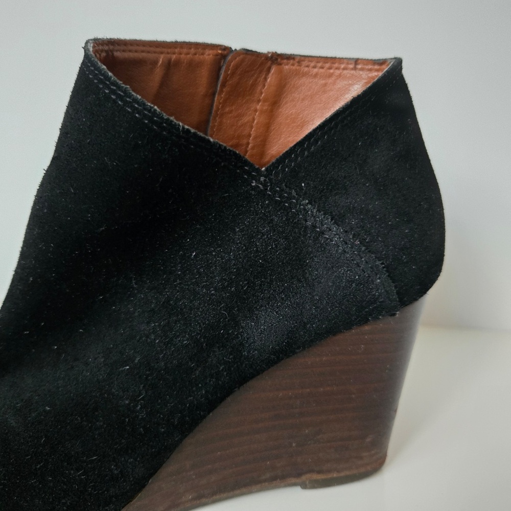 Lucky Brand Yakeena Black  Suede Ankle Wedge Bootie - Picture 4 of 14